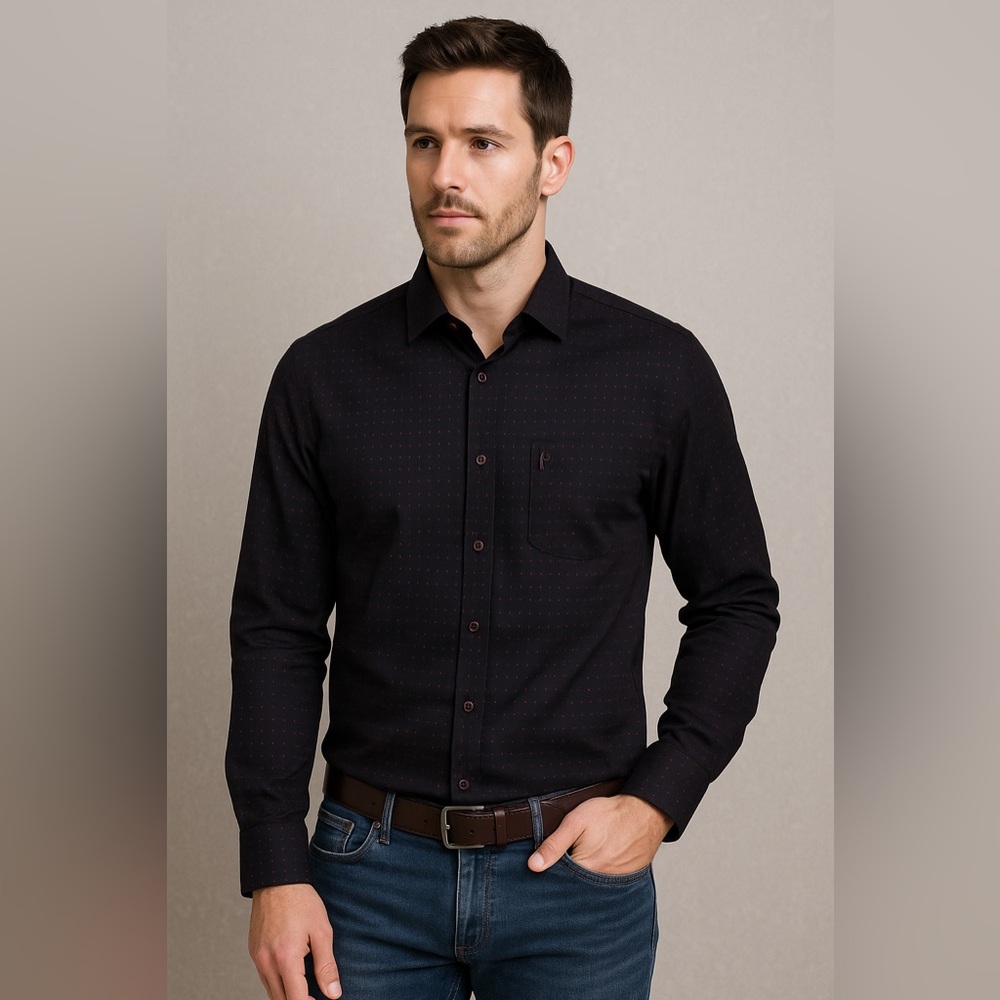 QUIETI Black Patterned Button-Up Shirt - Size Large